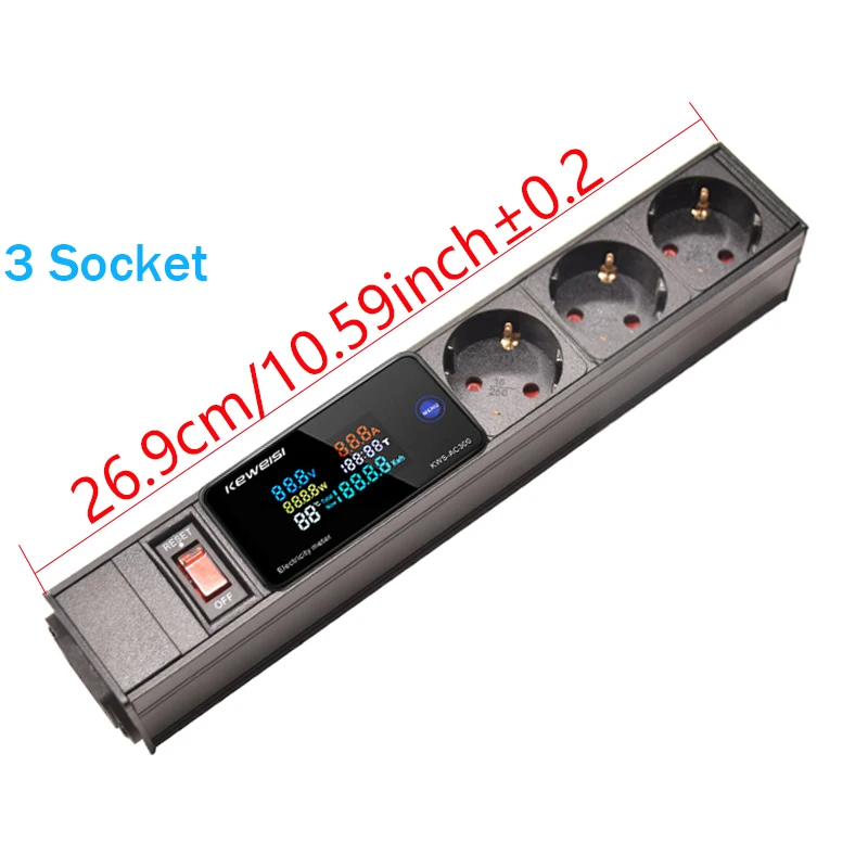 539468984 Multiprise ue avec interrupteur ampèremètre numérique, voltmètre d’énergie