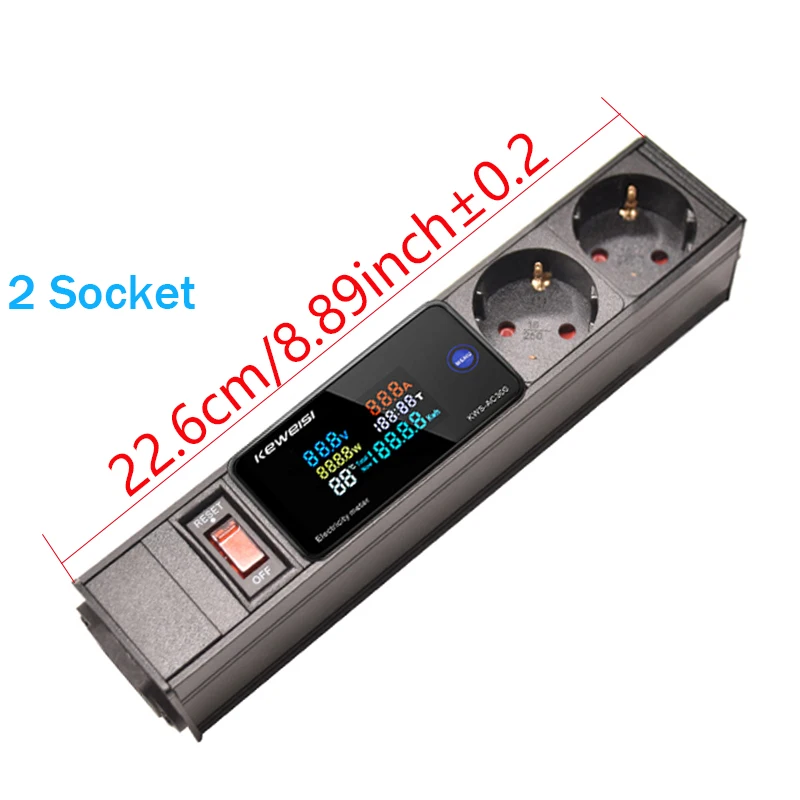 539468991 Multiprise ue avec interrupteur ampèremètre numérique, voltmètre d’énergie