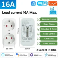 541440555 TNCE TUYA prise intelligente WiFi ou Zigbee3.0 prise EU 16A - 20A moniteur de