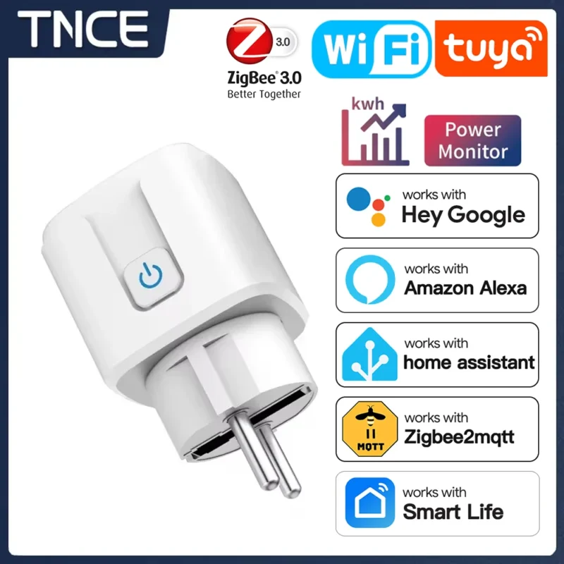 541440545 TNCE TUYA prise intelligente WiFi ou Zigbee3.0 prise EU 16A - 20A moniteur de